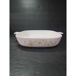 Corning Ware Floral Bouquet Daisy Casserole Dish, P-10-B, 9.5" Wide Vtg Cookware